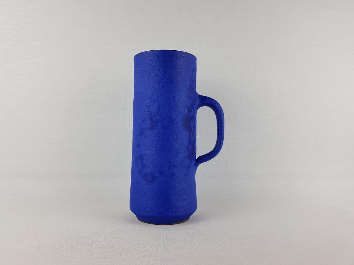 Vintage HOY Töpferei Hartwig Heyne Blue Handled Vase West German Pottery 1970s Minimalist Ceramic