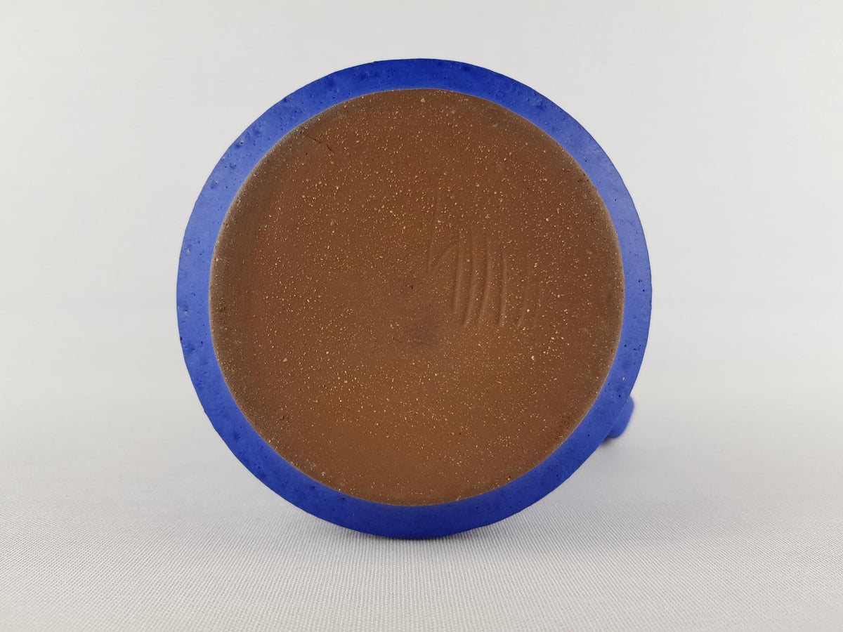 Vintage HOY Töpferei Hartwig Heyne Blue Handled Vase West German Pottery 1970s Minimalist Ceramic