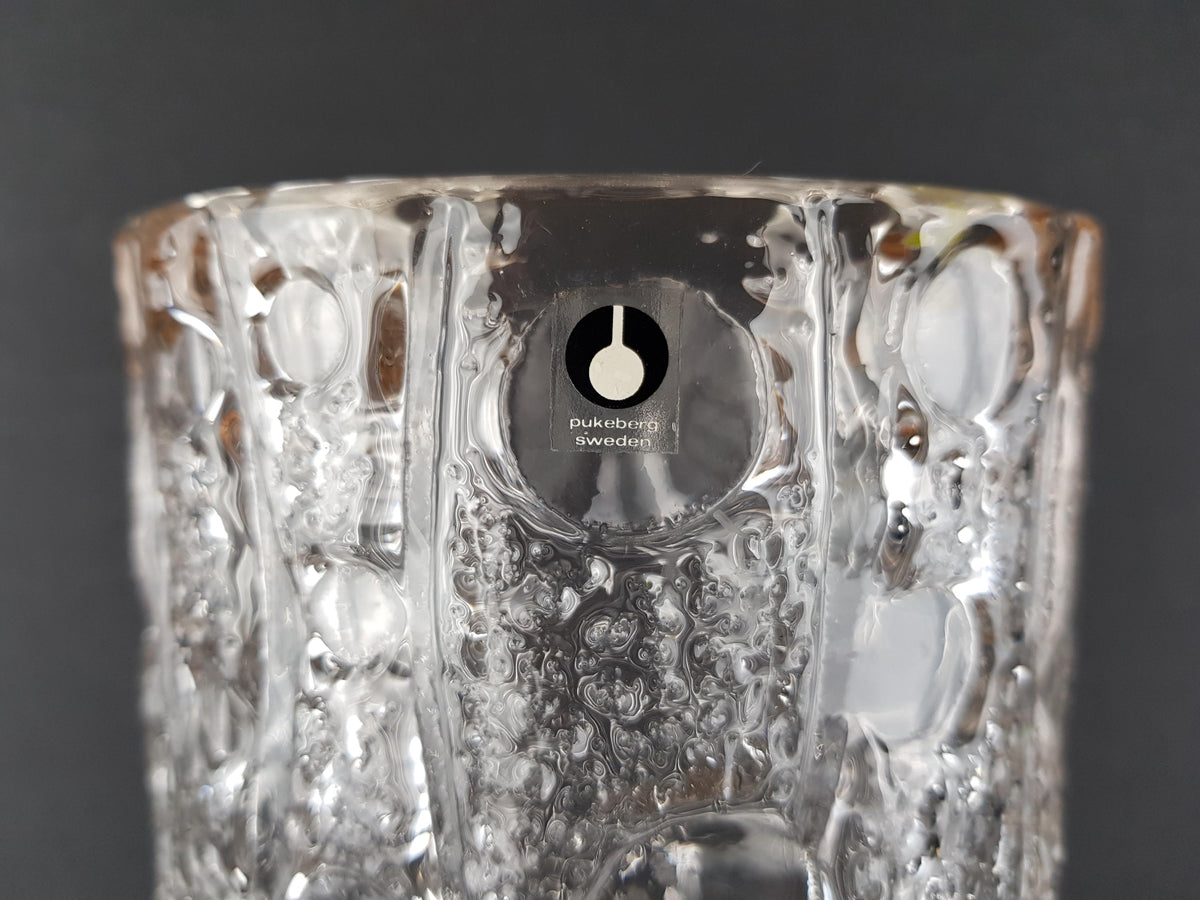 Vintage PUKEBERG GLASS Vase by Uno Westerberg 1970s Sweden
