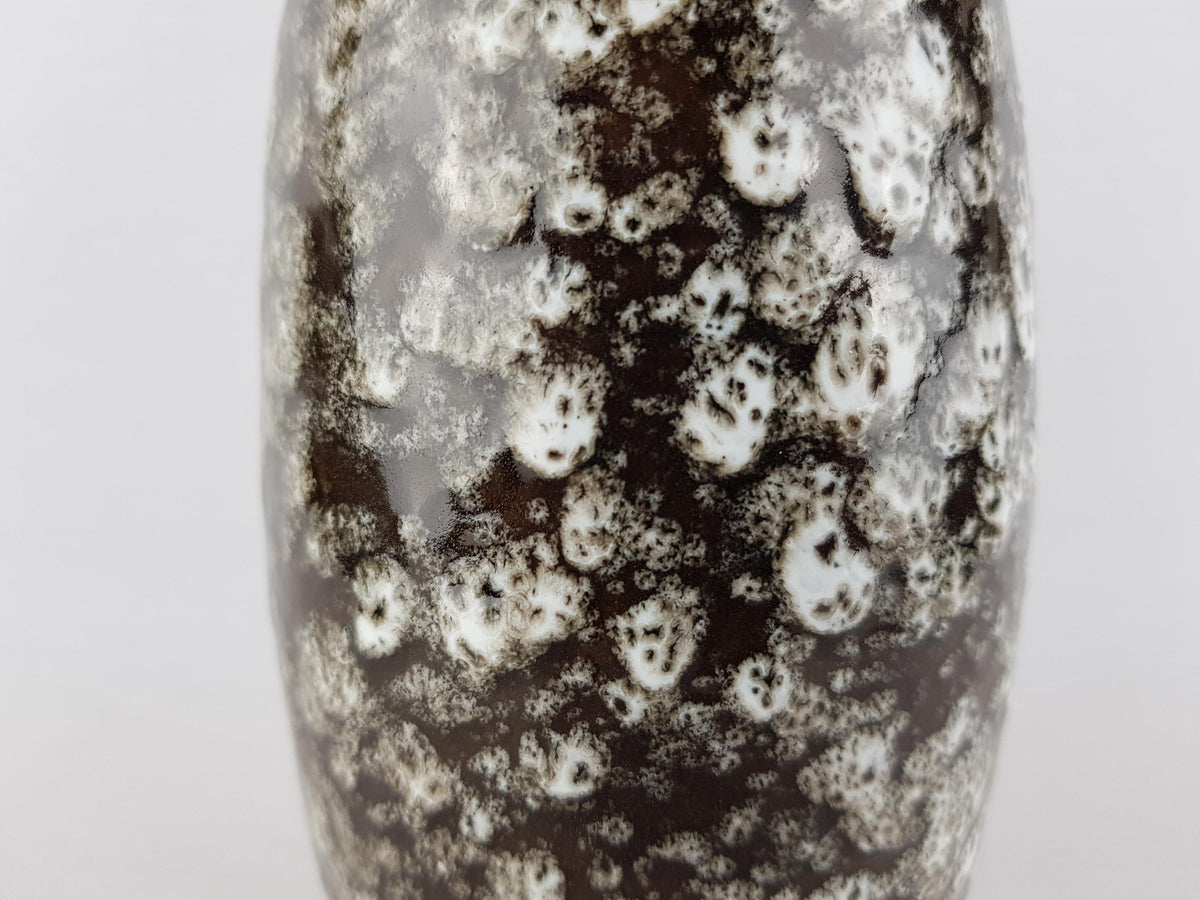 Vintage SCHEURICH KERAMIK Dark Brown and White Vase Fat Lava Cloudy Glaze 522 20 West German Pottery