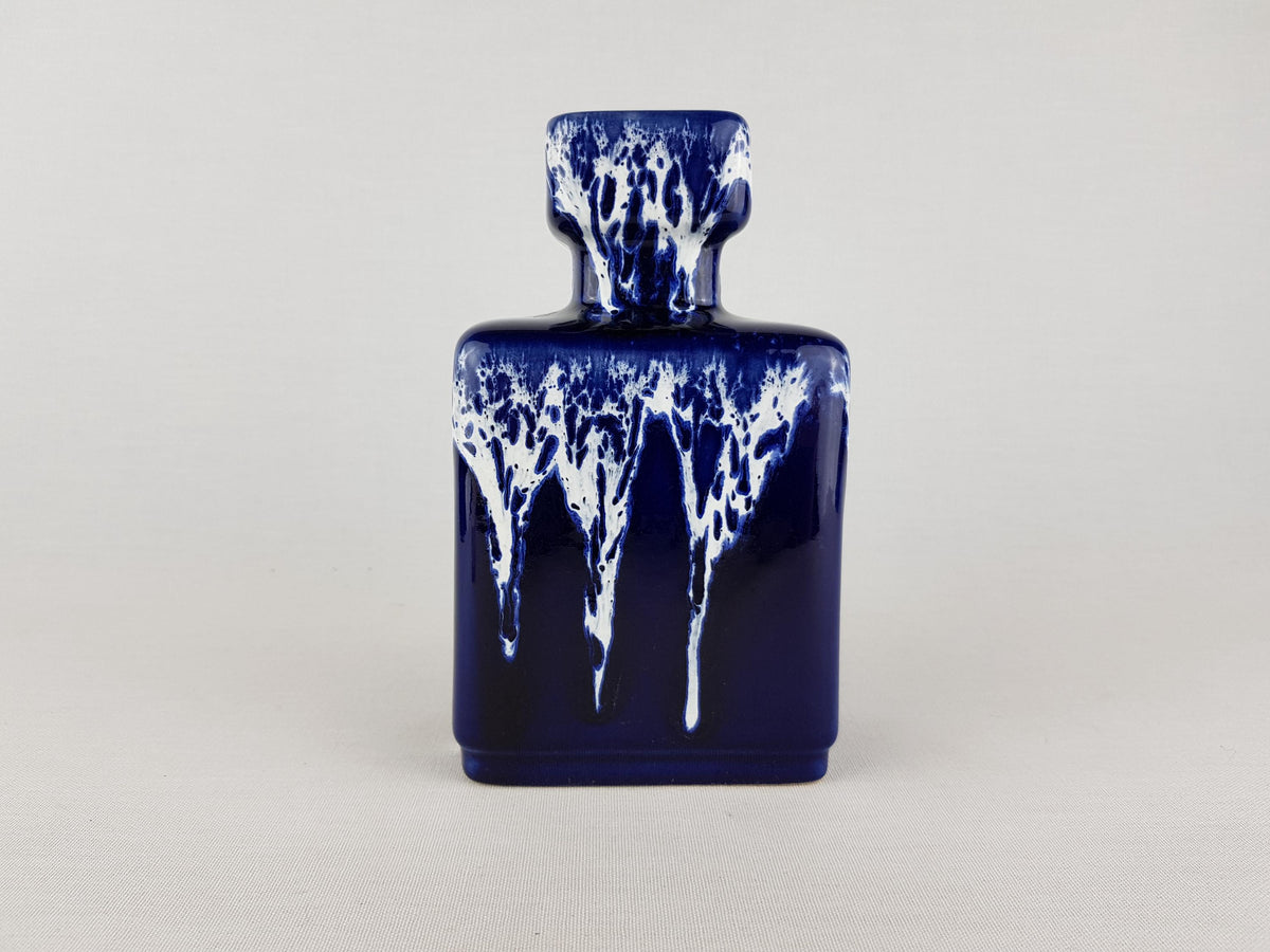 Vintage JOPEKO KERAMIK Ink Blue and White Vase "Blau-weiß" Decor 912-16 West German Pottery 1970s