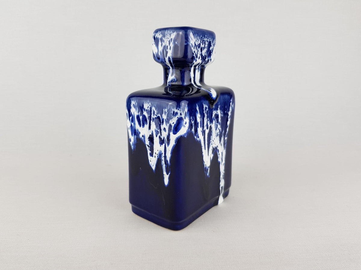 Vintage JOPEKO KERAMIK Ink Blue and White Vase "Blau-weiß" Decor 912-16 West German Pottery 1970s