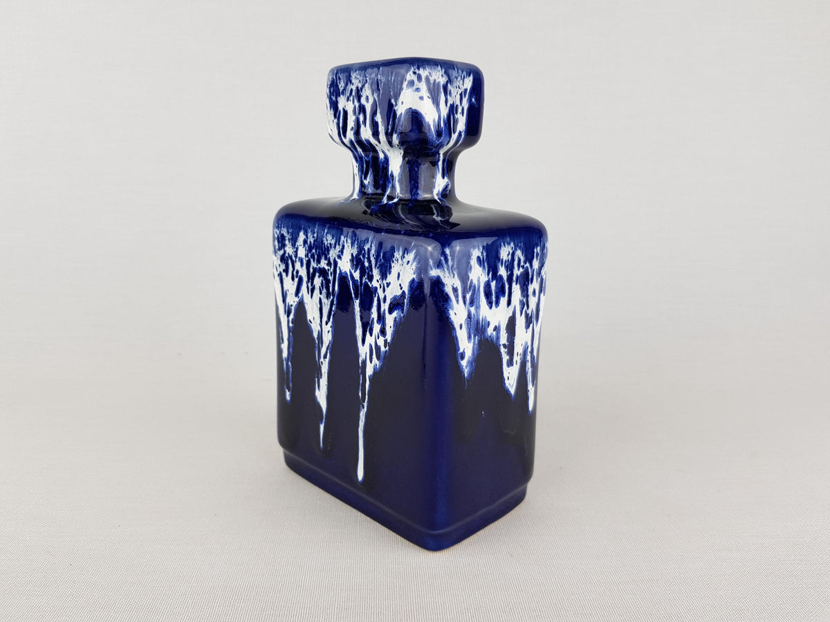 Vintage JOPEKO KERAMIK Ink Blue and White Vase "Blau-weiß" Decor 912-16 West German Pottery 1970s