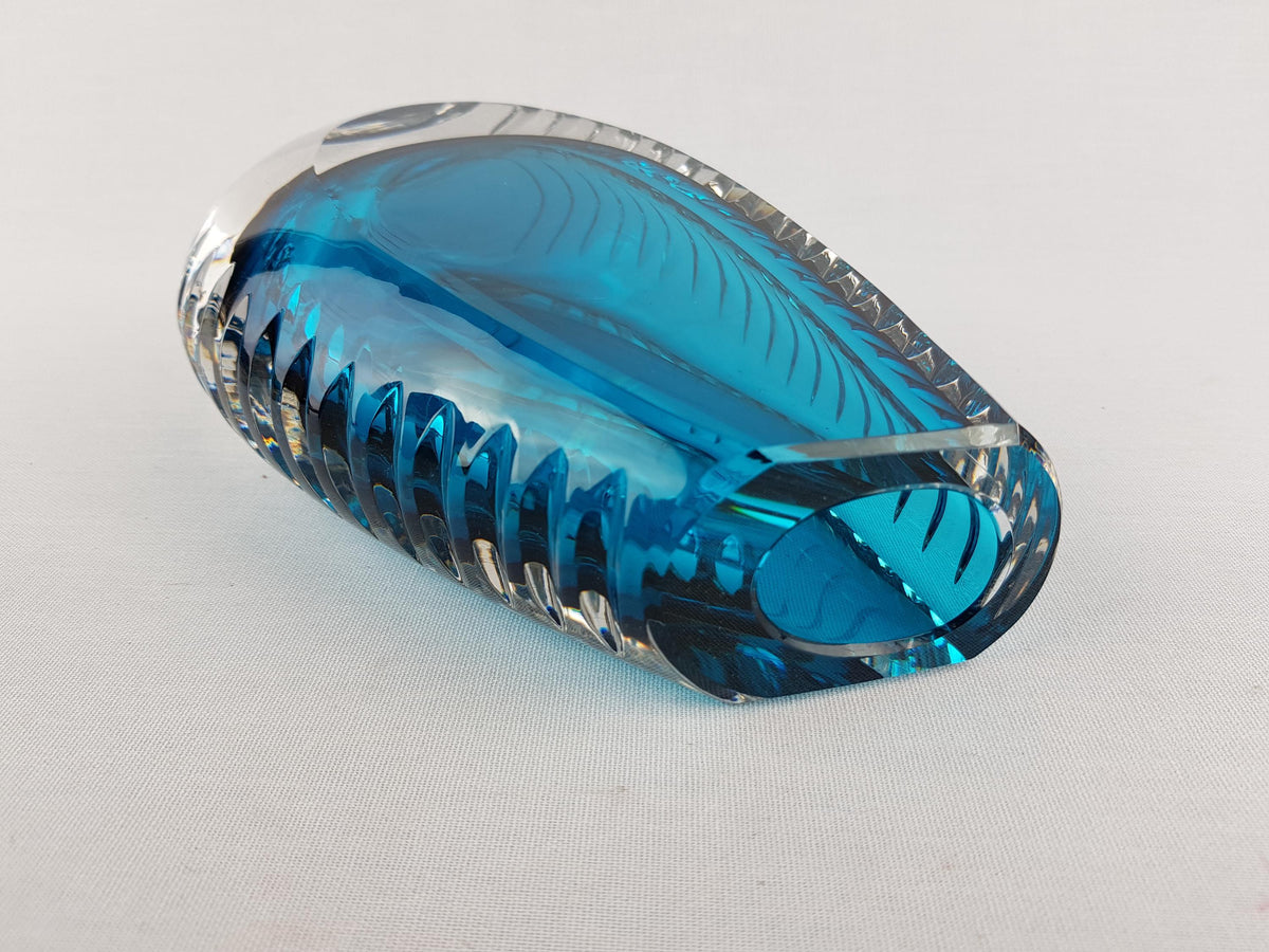 Vintage BEYER & CO Kristallglasfabriken Sinfonie Vase Blue Pink Cut Crystal Glass Vase Germany 1961