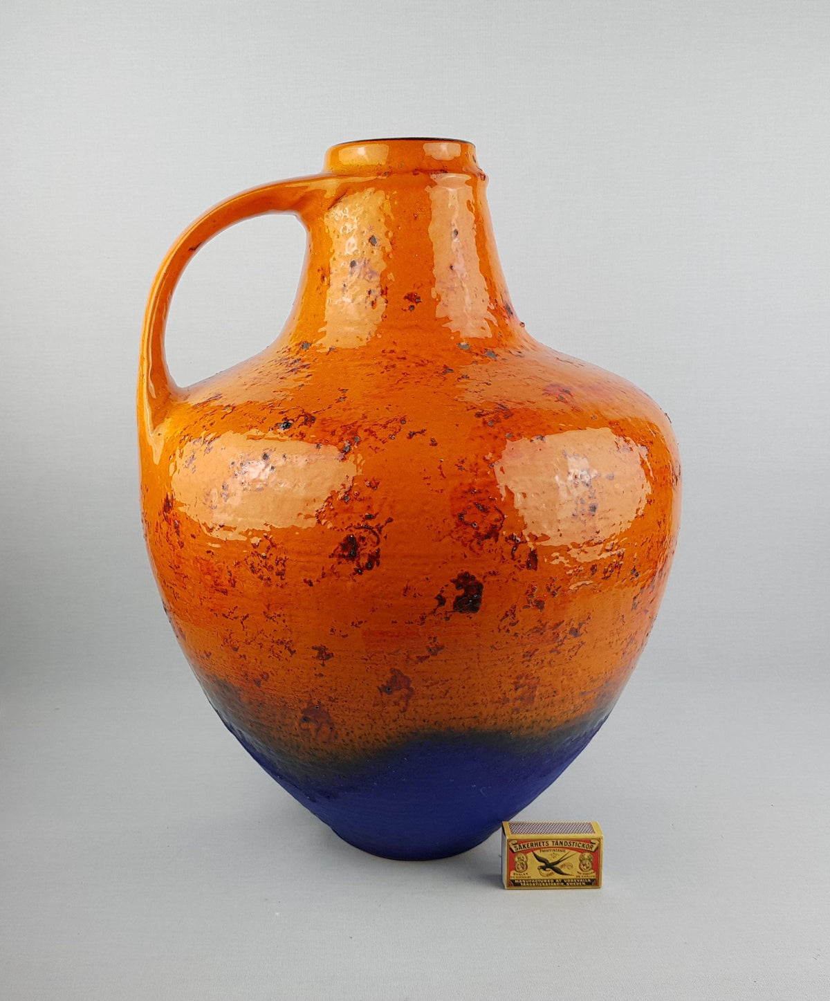 XXL Vintage CARSTENS KERAMIK Orange and Blue Floor Vase C242-44 1960s