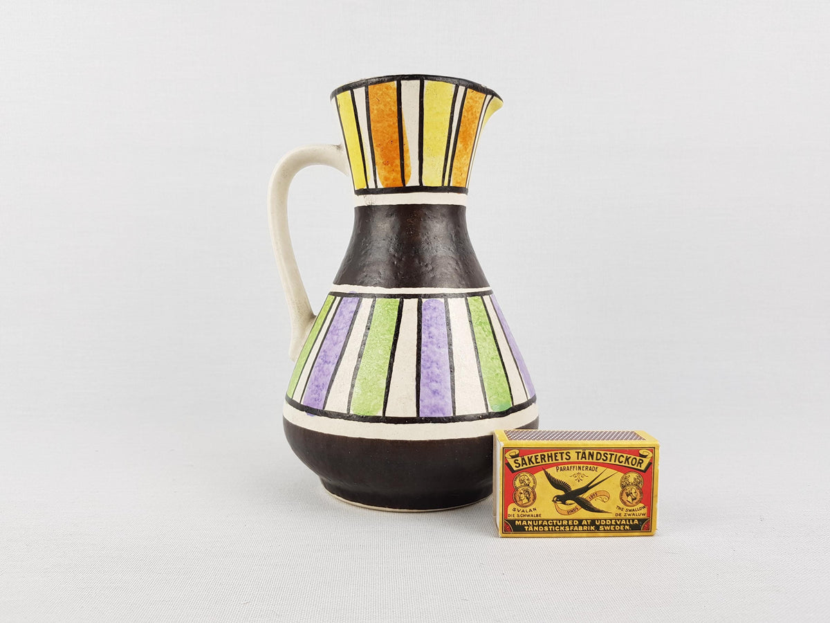 Vintage JASBA KERAMIK Handled Vase With "Athen" Decor 218 18 Form und Farbe Serie West-Germany 1950-60s