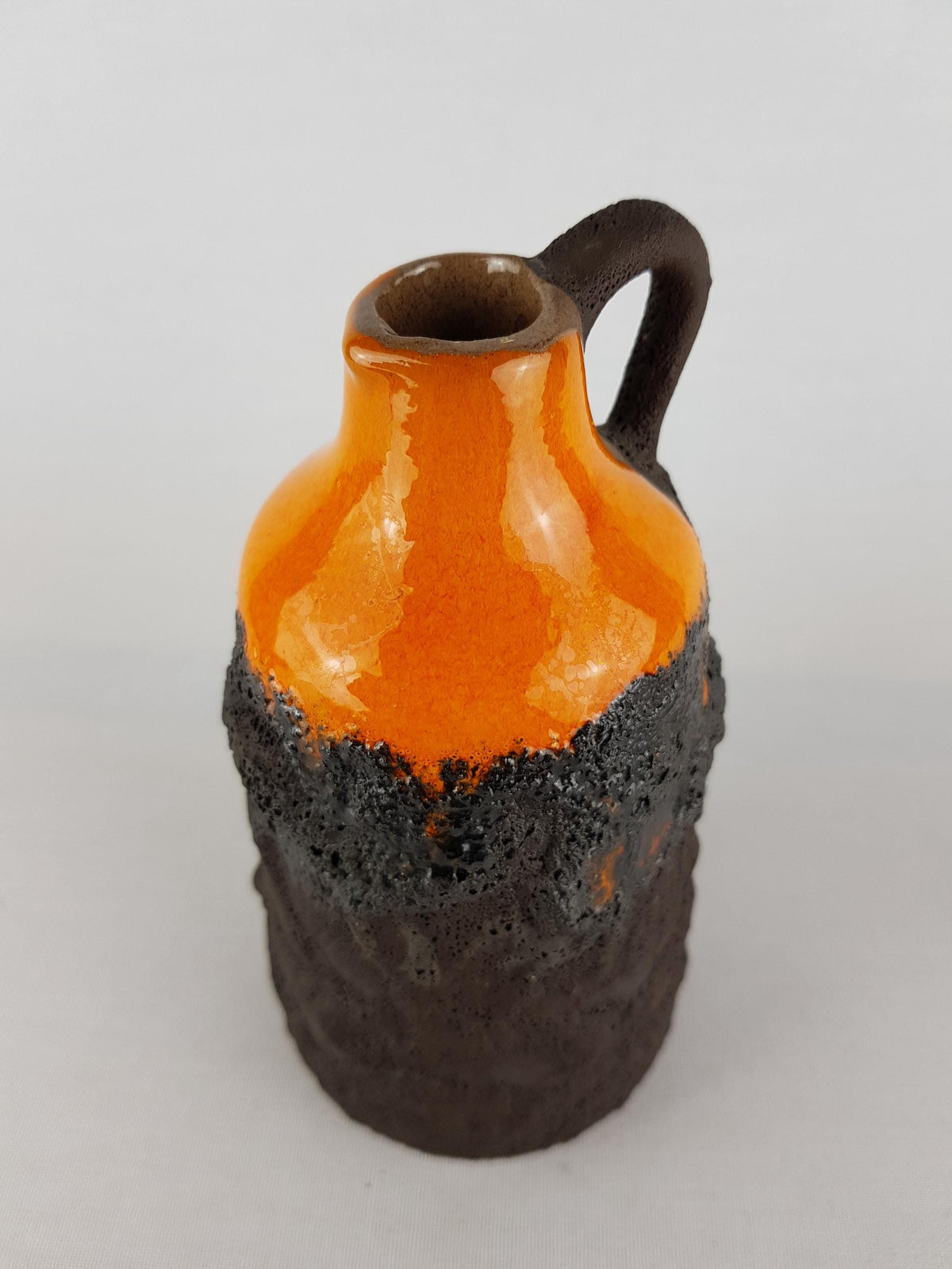 Vintage MAREI KERAMIK (Majolikafabrik Rheinbach) Orange and Brown Fat Lava Vase 106/16 West German Pottery 1970's