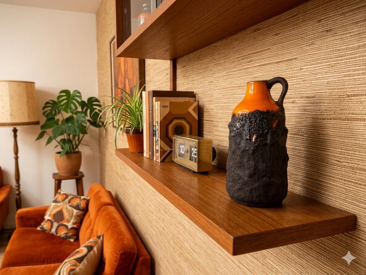 Vintage MAREI KERAMIK (Majolikafabrik Rheinbach) Orange and Brown Fat Lava Vase 106/16 West German Pottery 1970's