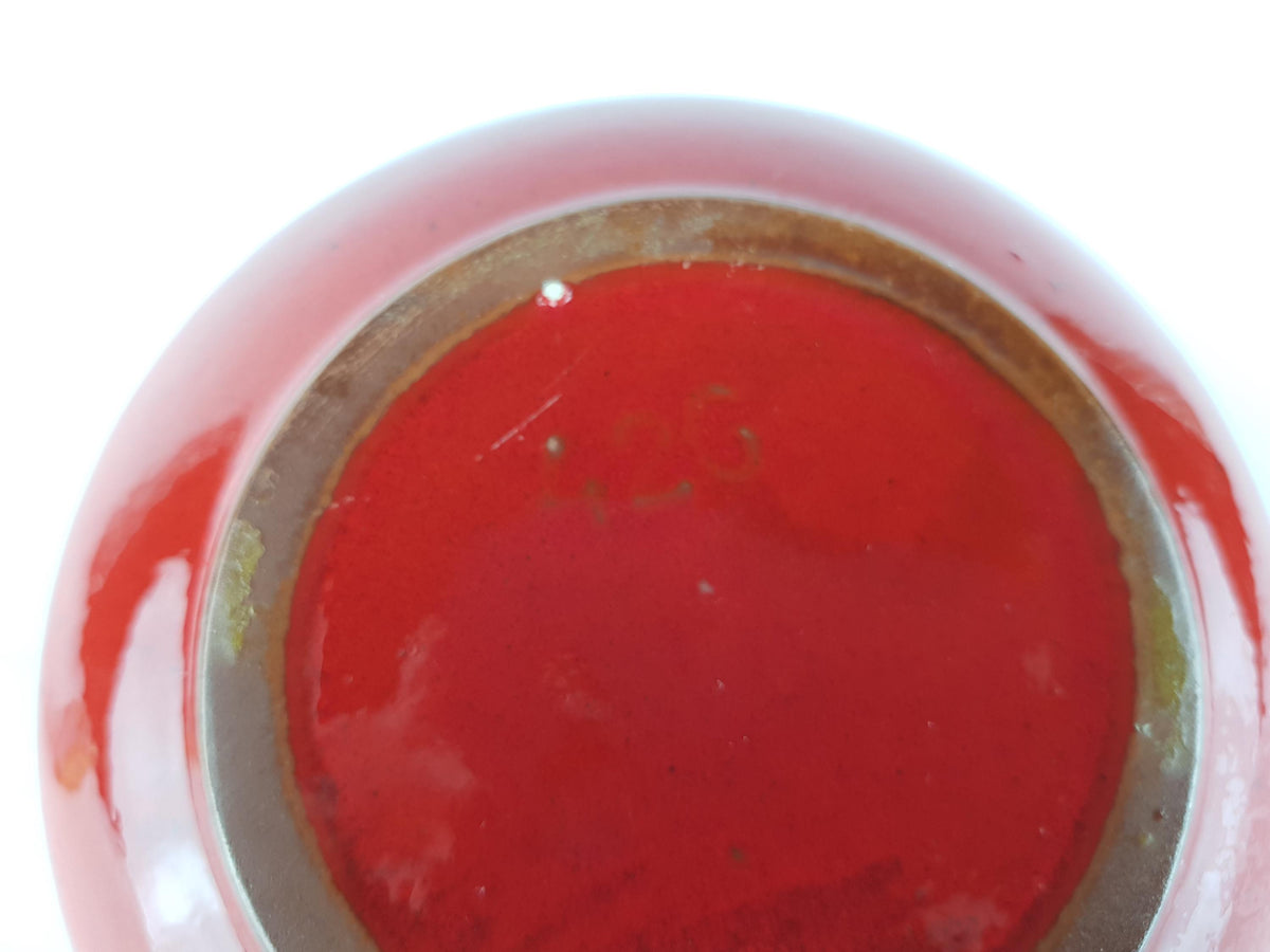 Vintage KREUTZ KERAMIK Red Fat Lava Discus Vase 426 West German Pottery 1970s