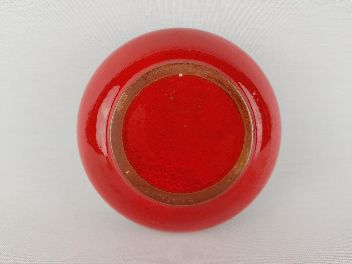 Vintage KREUTZ KERAMIK Red Fat Lava Discus Vase 426 West German Pottery 1970s