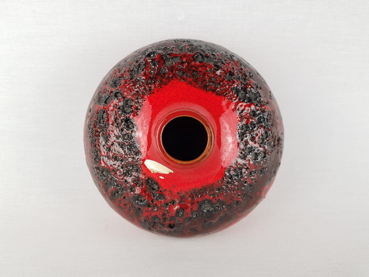 Vintage KREUTZ KERAMIK Red Fat Lava Discus Vase 426 West German Pottery 1970s