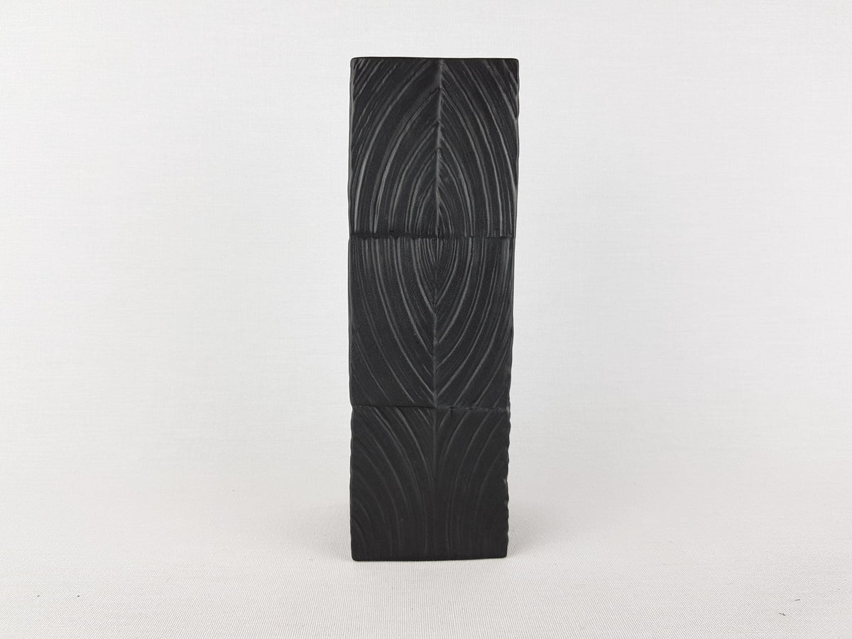 Black Vintage ROSENTHAL Relief Porcelain China Vase by Martin Freyer Studio Linie Porcelaine Noire 1970s