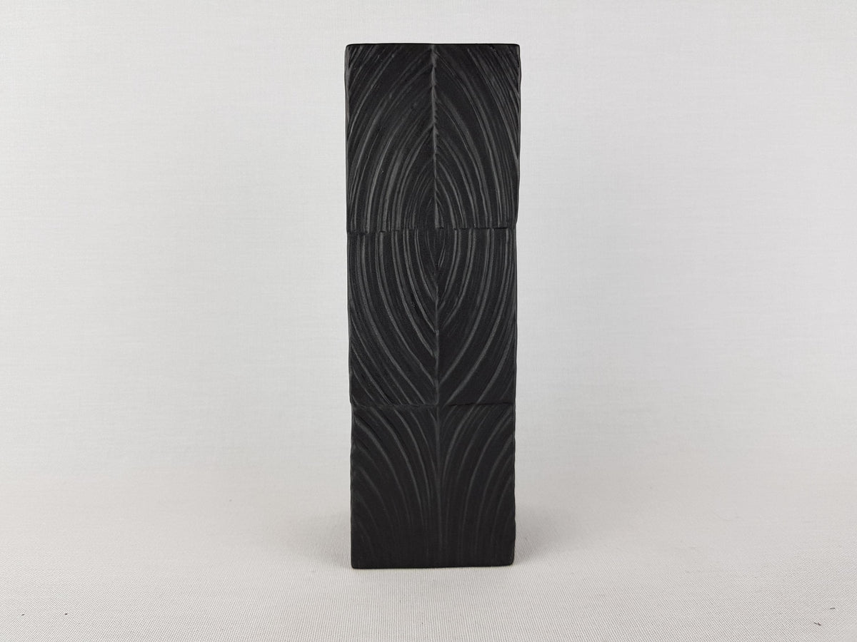Black Vintage ROSENTHAL Relief Porcelain China Vase by Martin Freyer Studio Linie Porcelaine Noire 1970s
