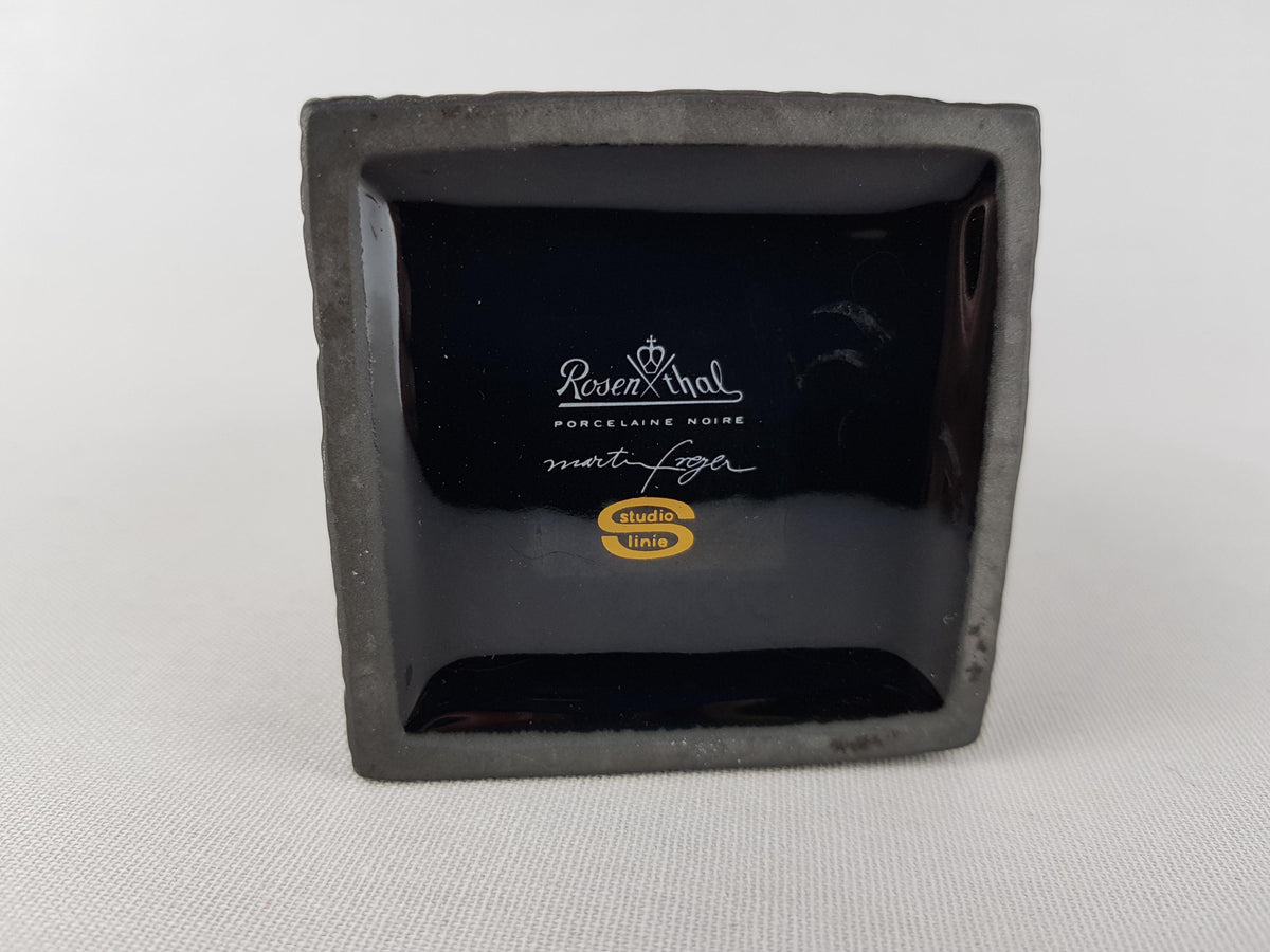 Black Vintage ROSENTHAL Relief Porcelain China Vase by Martin Freyer Studio Linie Porcelaine Noire 1970s