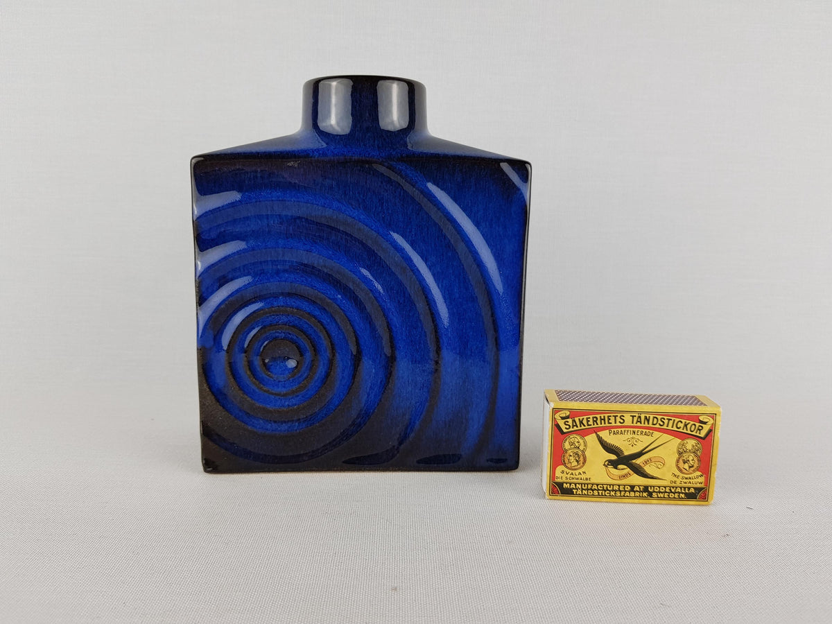 Vintage STEULER KERAMIK Blue Zyklon Vase by Cari Zalloni 191-15 West German Pottery 1970s
