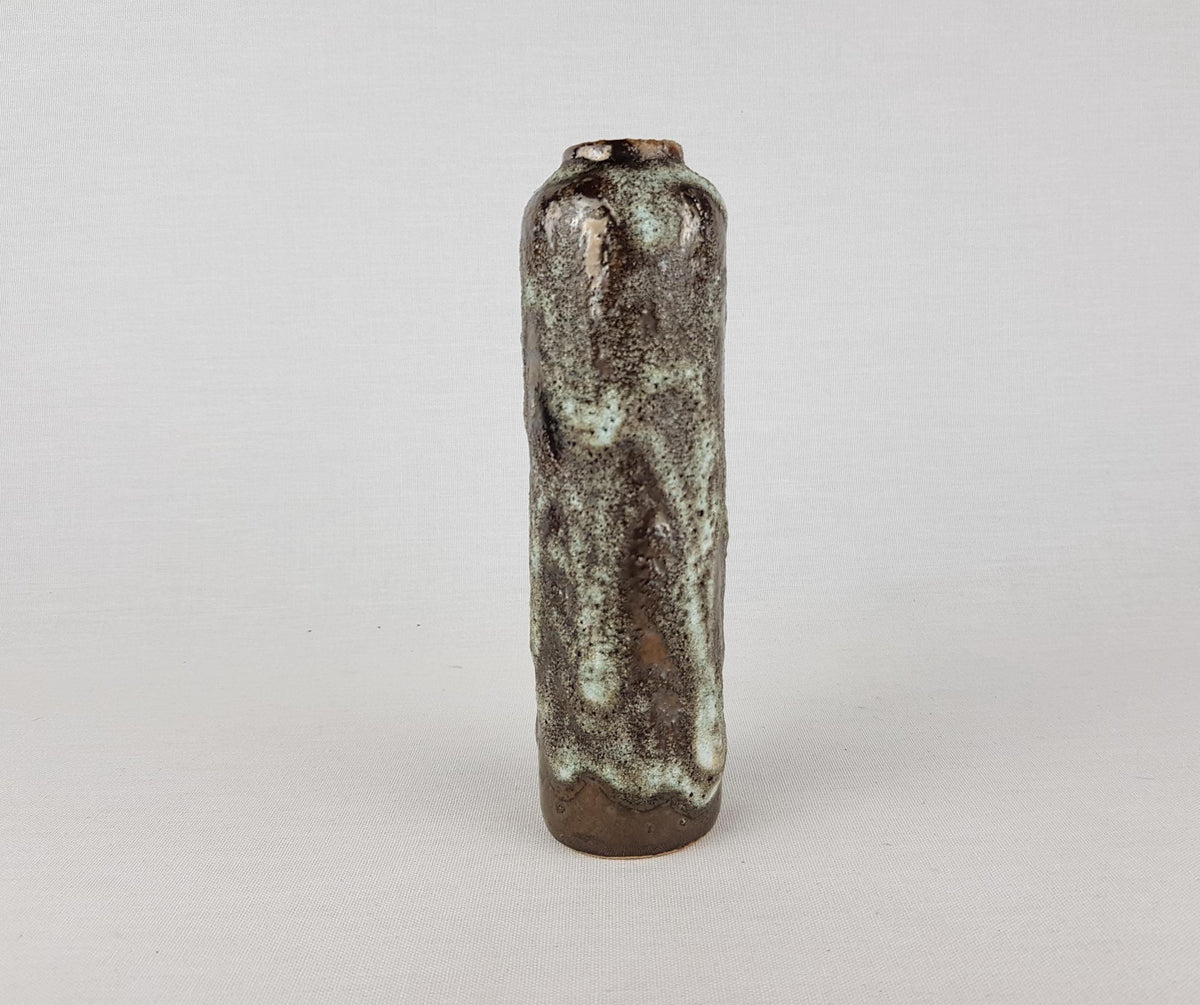 Vintage ES KERAMIK (Emons & Söhne) Brown and Beige Fat Lava Vase 606/17 West German Pottery 1970s