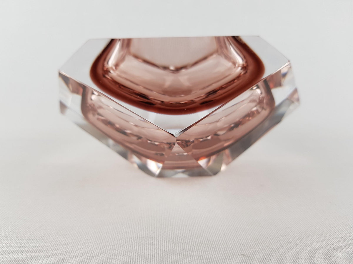 Vintage VINCENZO NASON & CO Pink Mauve Glass Bowl Murano Italian Art Glass 1960-70s