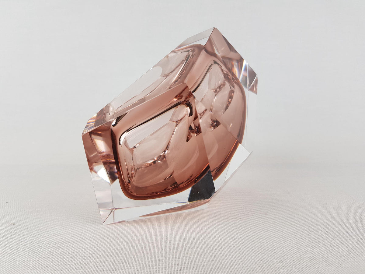 Vintage VINCENZO NASON & CO Pink Mauve Glass Bowl Murano Italian Art Glass 1960-70s