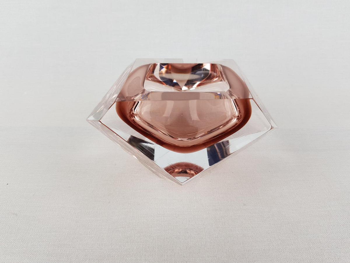 Vintage VINCENZO NASON & CO Pink Mauve Glass Bowl Murano Italian Art Glass 1960-70s