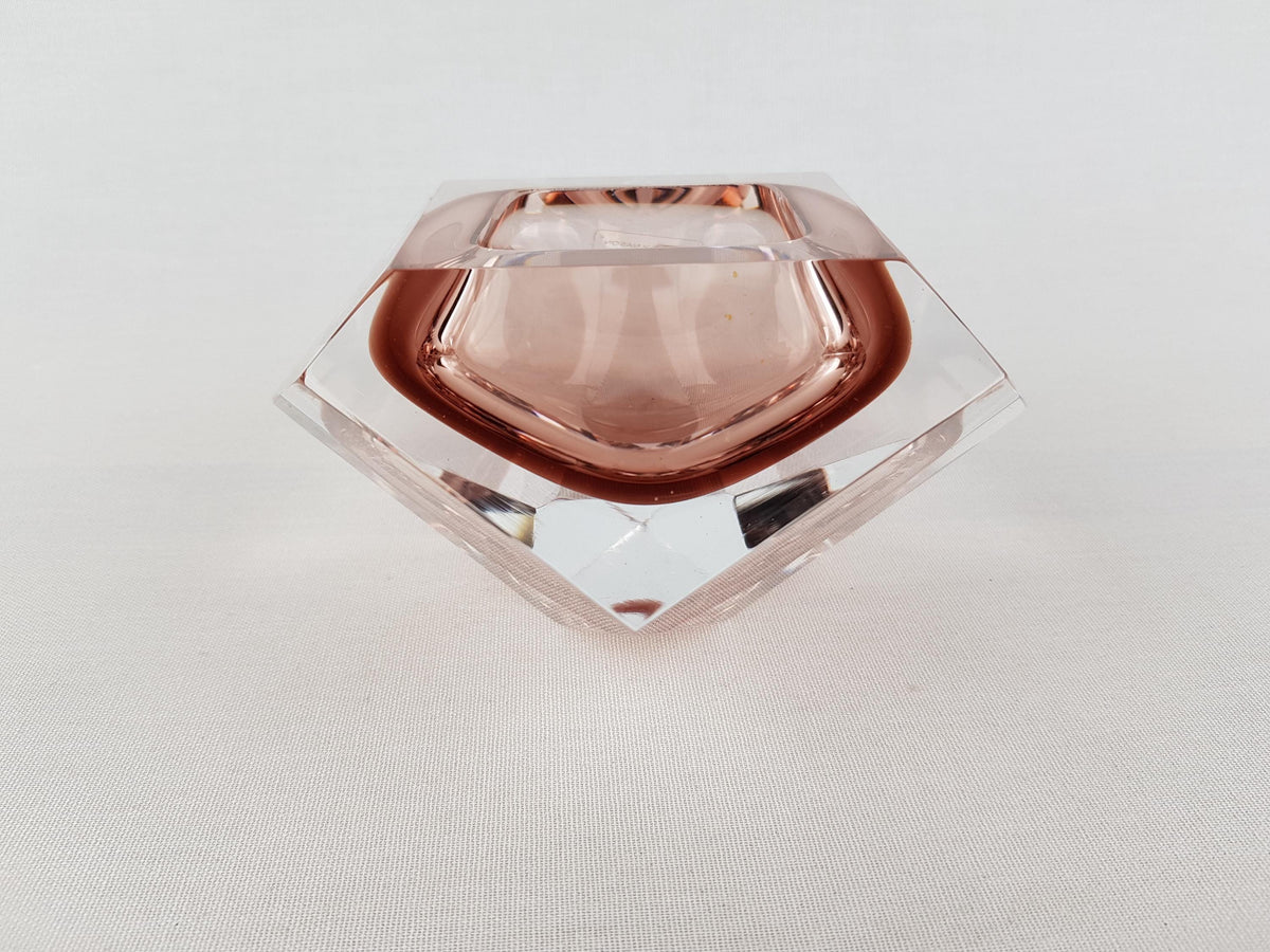 Vintage VINCENZO NASON & CO Pink Mauve Glass Bowl Murano Italian Art Glass 1960-70s