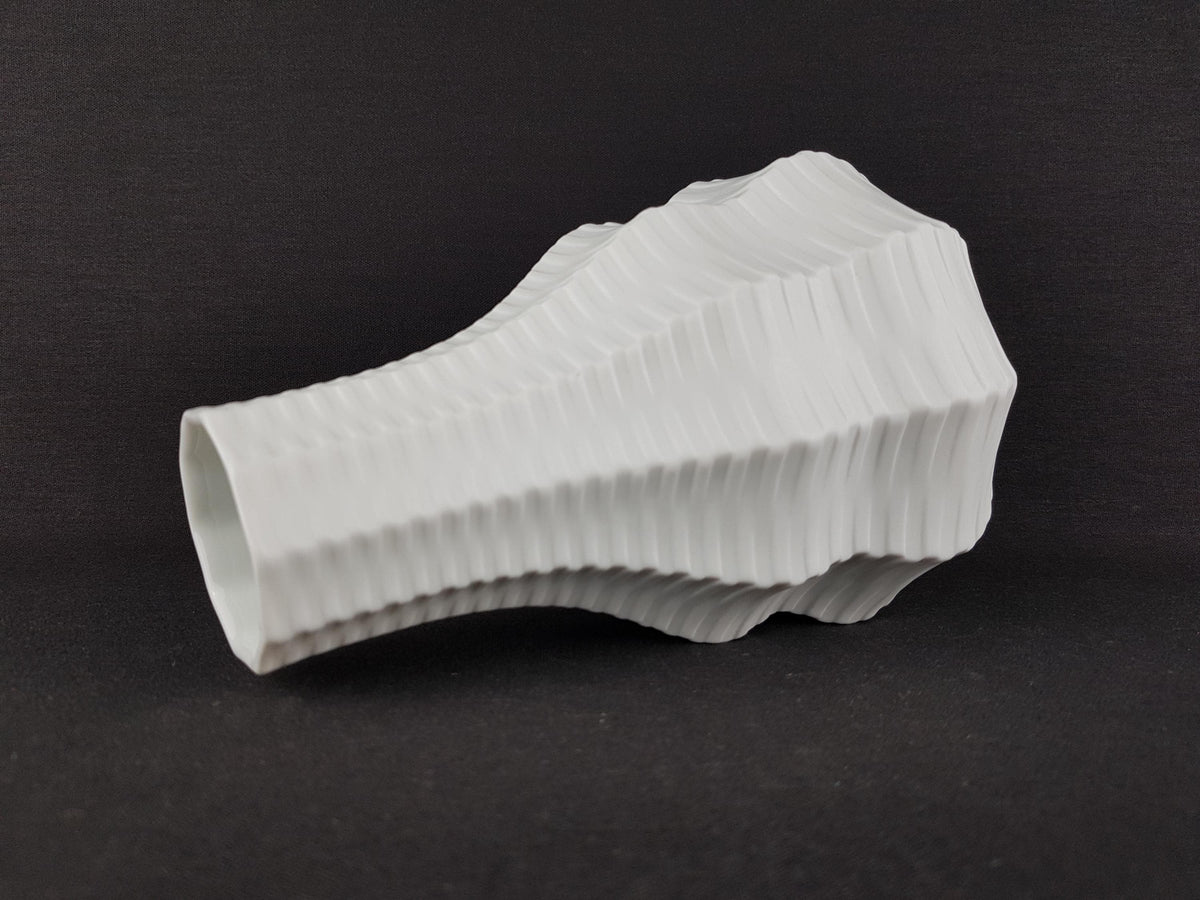 Vintage HUTSCHENREUTHER Op Art Biscuit Porcelain Vase 6336-20 by Heinrich Fuchs, Archais Series 1968s