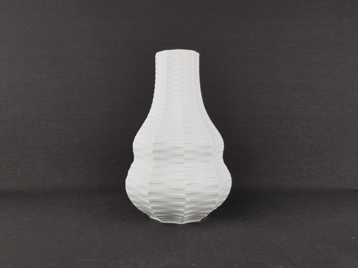 Vintage HUTSCHENREUTHER Op Art Biscuit Porcelain Vase 6336-20 by Heinrich Fuchs, Archais Series 1968s