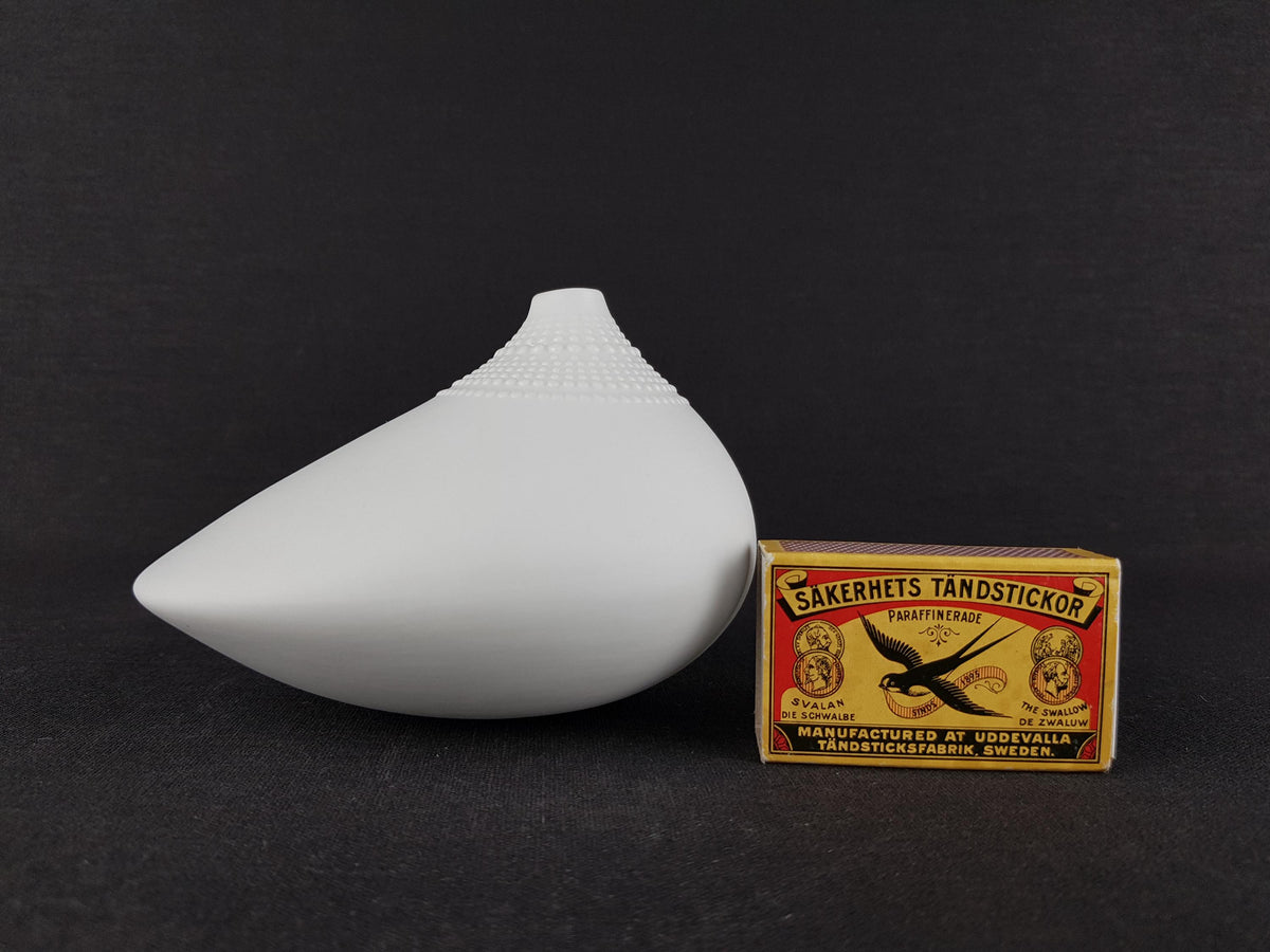 RARE Rosenthal Studio-Line Black Porcelain White Pollo vase by Tapio Wirkkala 1970's