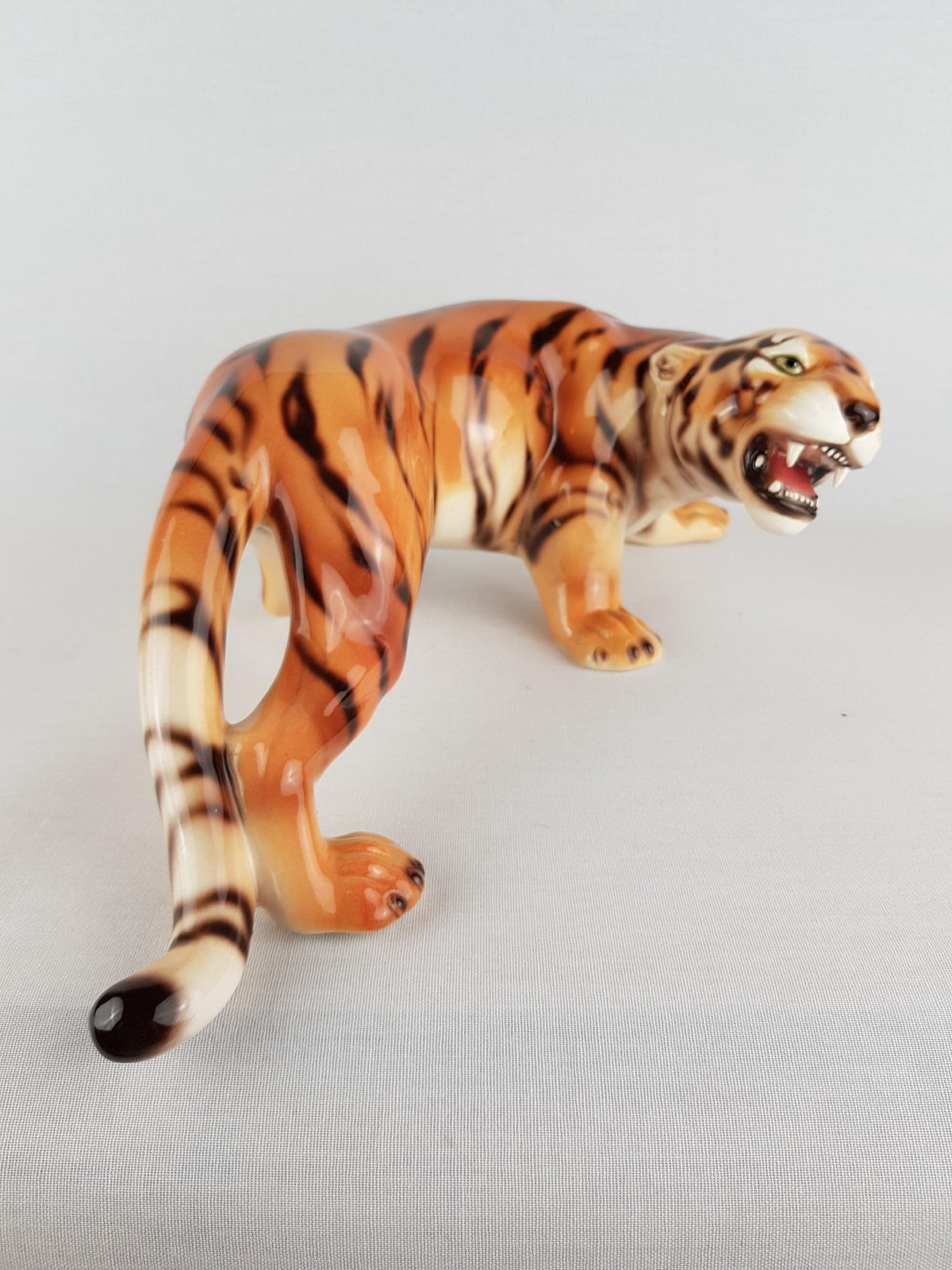 Vintage CERAMICHE BOXER Hand Painted Tiger Sculpture, Italy Hollywood Regency Ceramic Panther 1980's