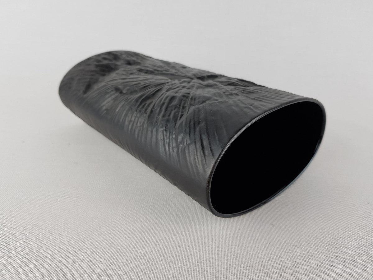 Rare Vintage ROSENTHAL Studio Linie Porcelaine Noire Relief Vase by Martin Freyer | Black Bisque Porcelain | West Germany 1970s
