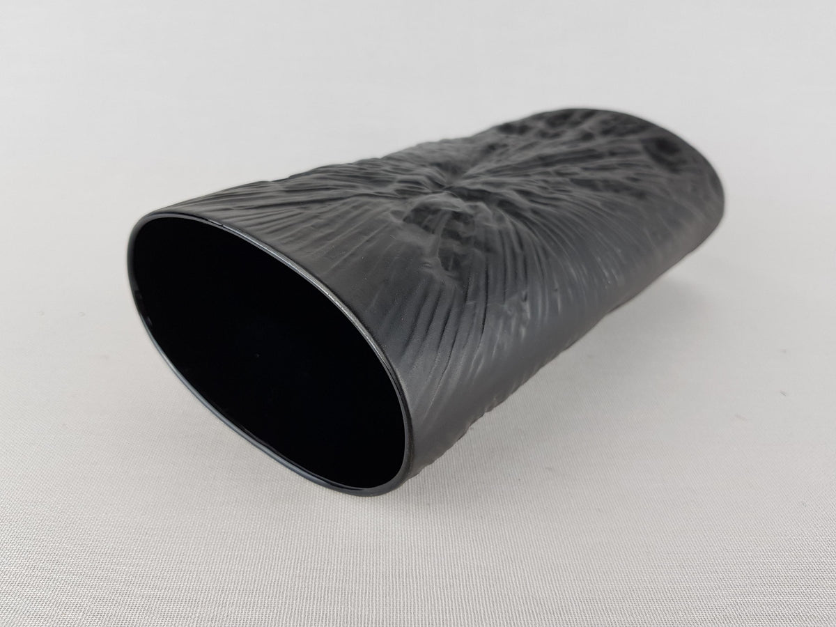 Rare Vintage ROSENTHAL Studio Linie Porcelaine Noire Relief Vase by Martin Freyer | Black Bisque Porcelain | West Germany 1970s