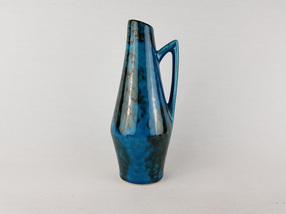 Vintage SCHEURICH KERAMIK Handled Turquoise and Dark Green Vase 271/22 West German Pottery 1960s Europ Linie Series