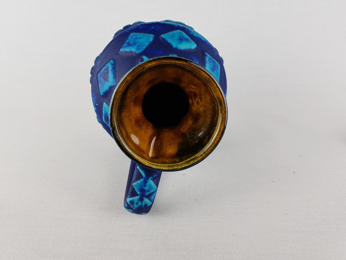 Vintage BAY KERAMIK Blue Vase Toledo Decor 77-17, West German Pottery 1970s Ernst Stauber Töpfermeister Kollektion 1970's