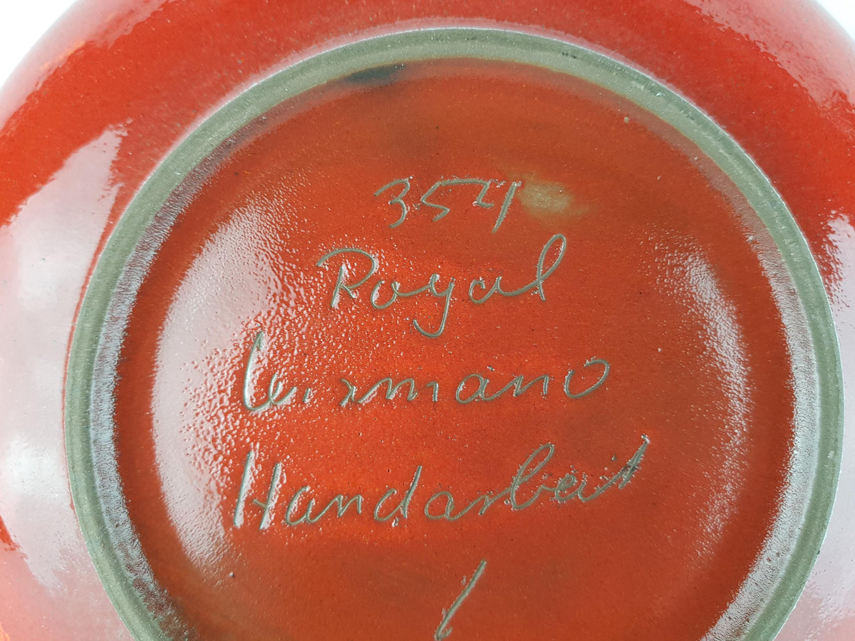 Vintage CERAMANO Royal Bowl 354, Red Crown Bowl, West German Pottery 1960s 1970s