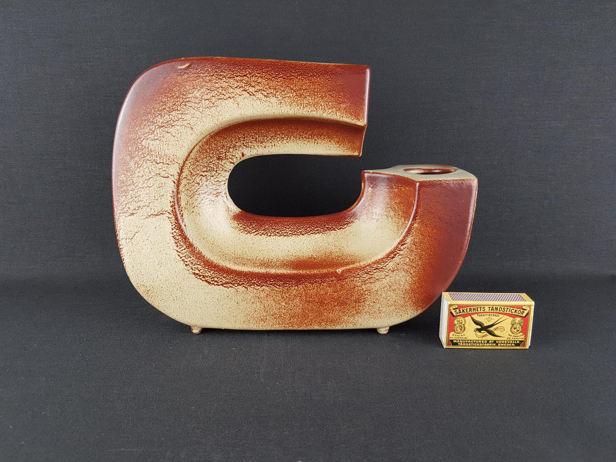 Vintage BERTONCELLO Rare form Vase by Roberto Rigon with Screziato Havana Decor Mid-Century Modern Style 1970's from Italy