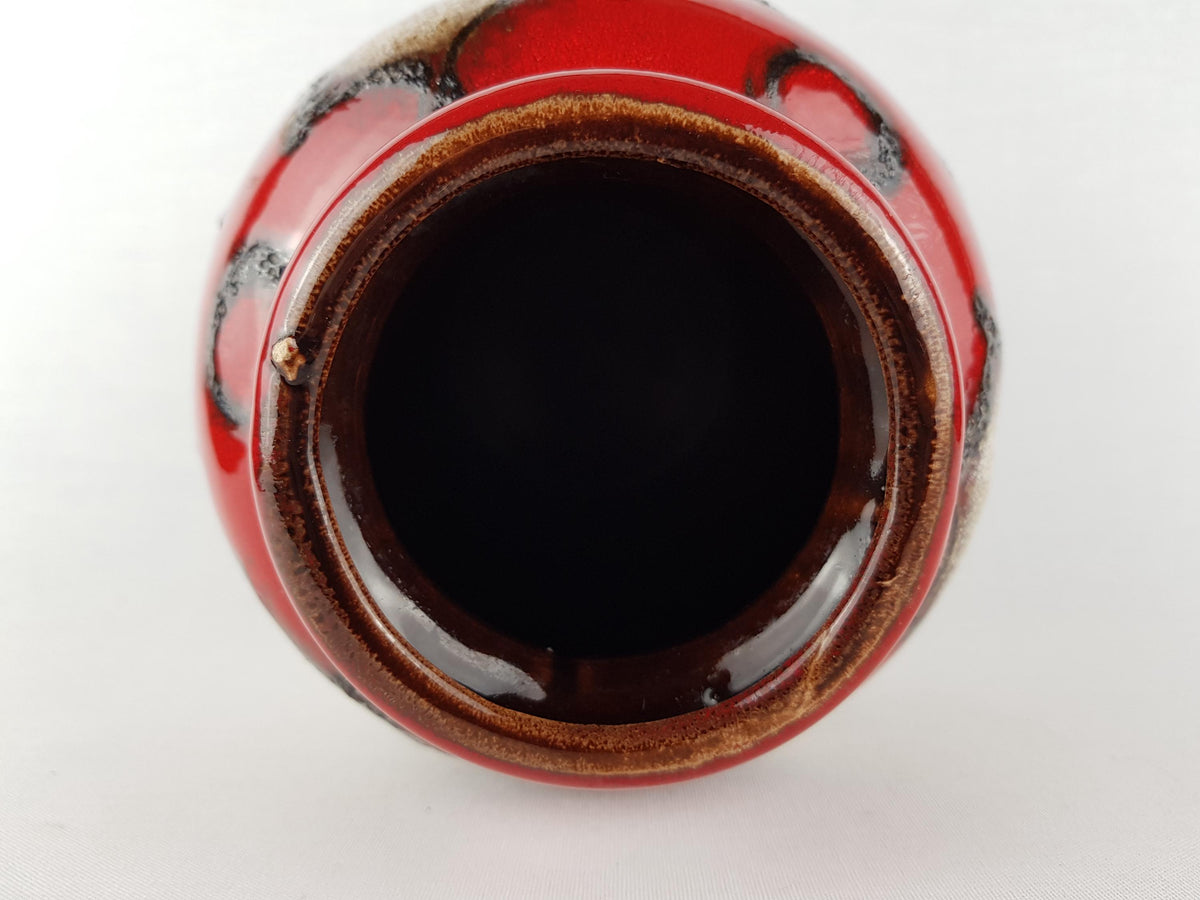 Vintage SCHEURICH KERAMIK CERAMOS Vase 284-19 – Red & Beige Fat Lava – West German Pottery – 1970s