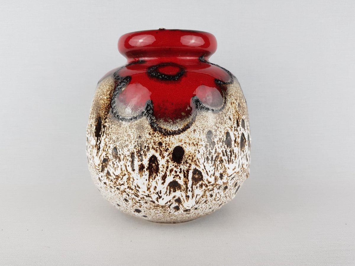 Vintage SCHEURICH KERAMIK CERAMOS Vase 284-19 – Red & Beige Fat Lava – West German Pottery – 1970s
