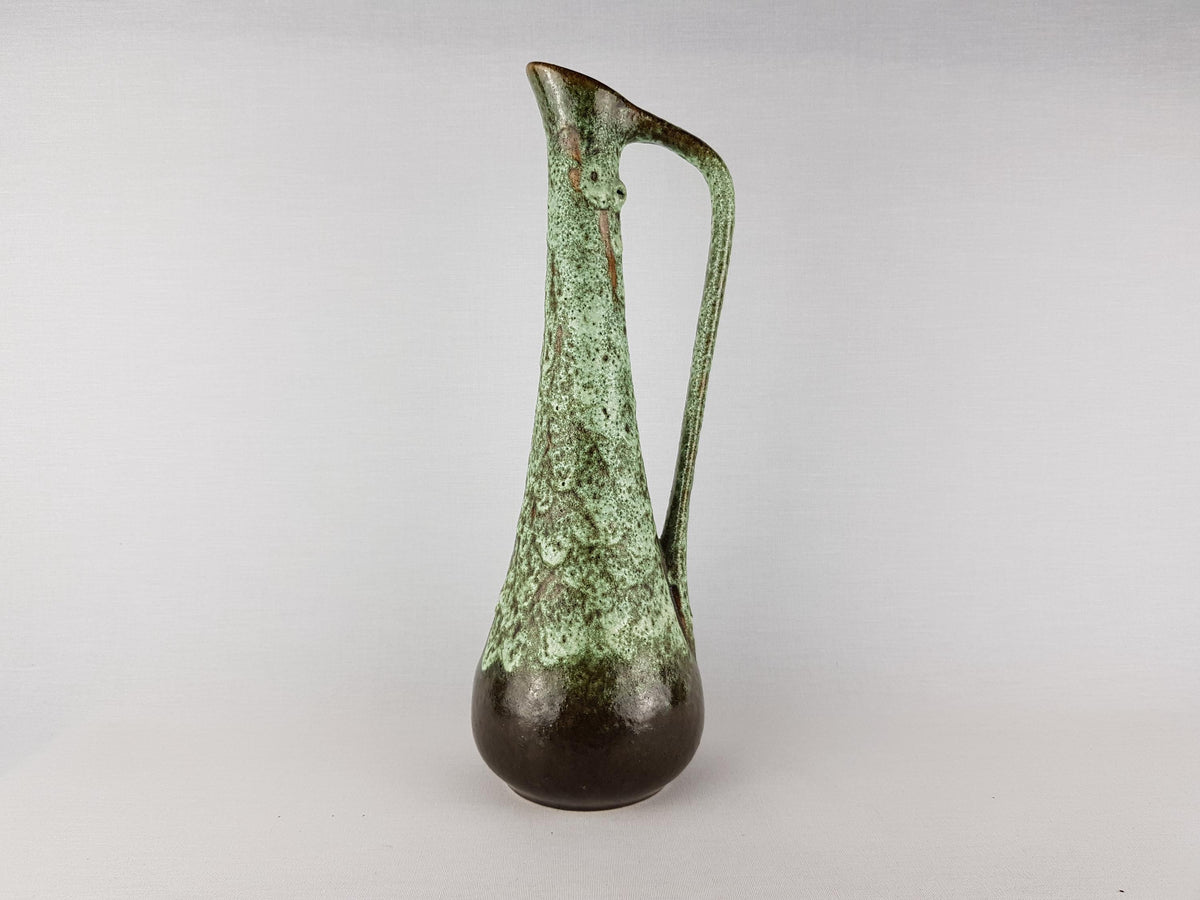 Vintage ELMA KERAMIK Brown and Green Fat Lava Pitcher Vase 410-36 – West German Pottery – 1950s