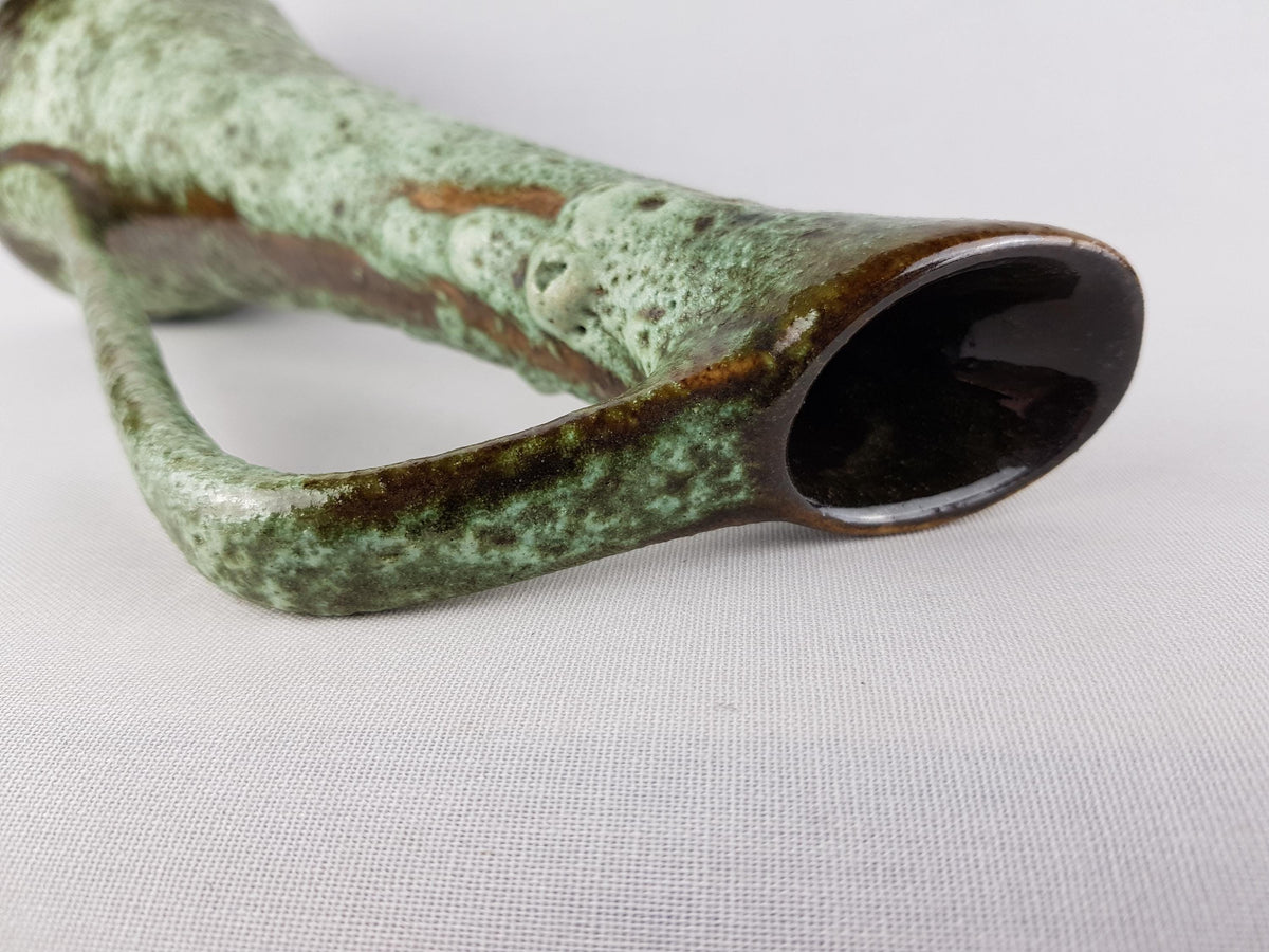 Vintage ELMA KERAMIK Brown and Green Fat Lava Pitcher Vase 410-36 – West German Pottery – 1950s