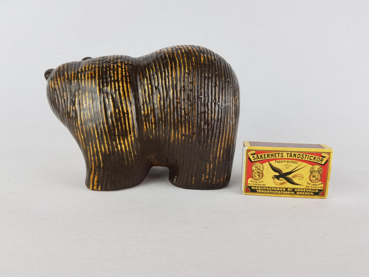 Vintage LISA LARSON Ceramic Bear "Björn" from Lillskansen Series of Gustavsberg Studio Pottery Sweden 1977s