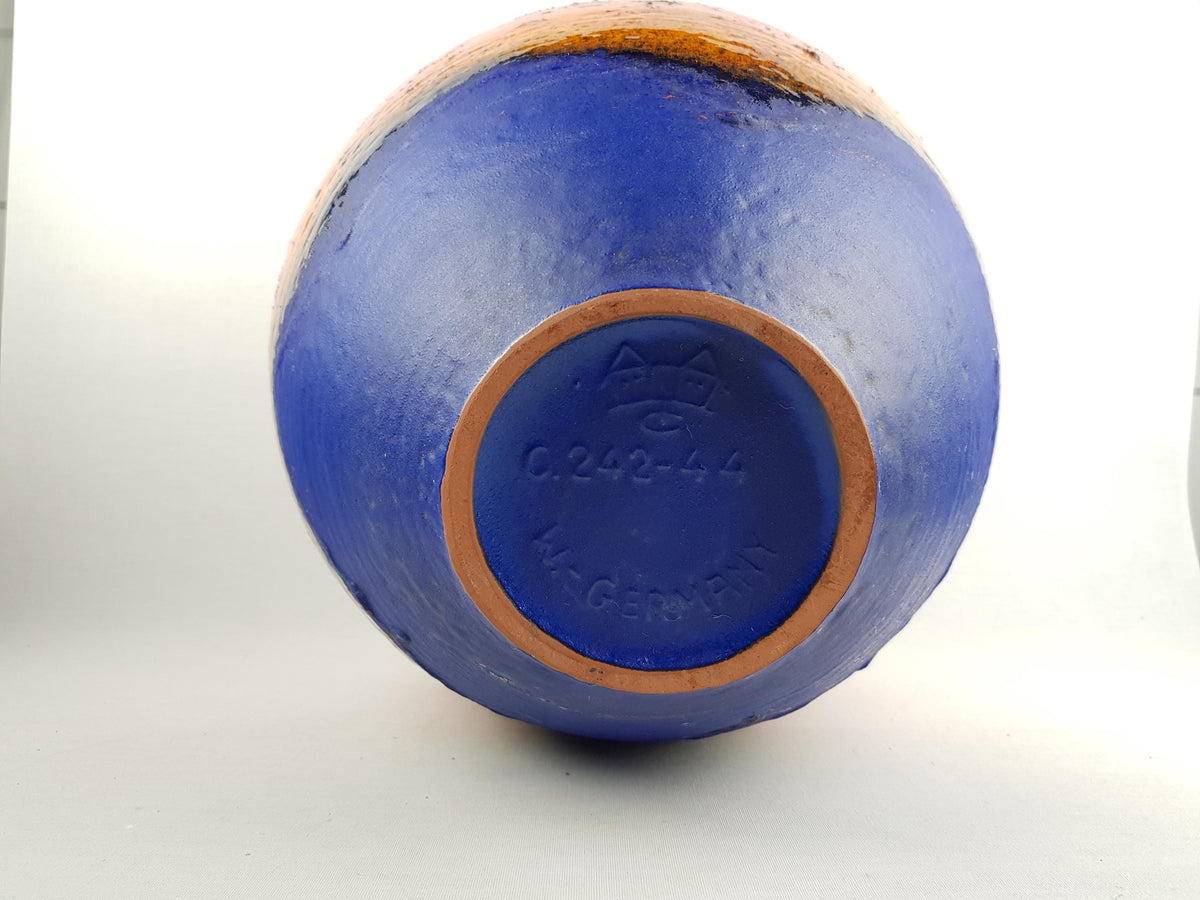 XXL Vintage CARSTENS KERAMIK Orange and Blue Floor Vase C242-44 1960s