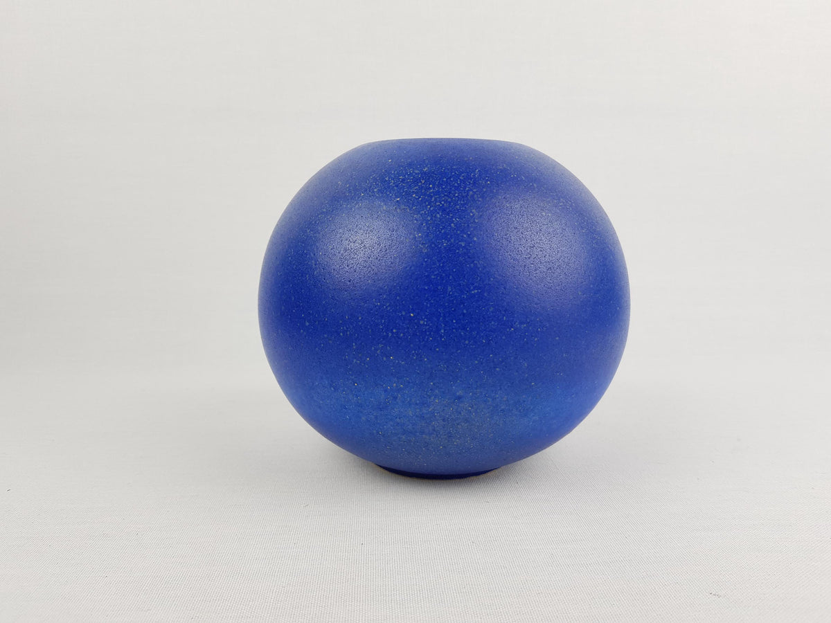 Vintage RUSCHA KERAMIK Matte Blue Ball Vase 883/1 West German Pottery Fat Lava Era 1970s