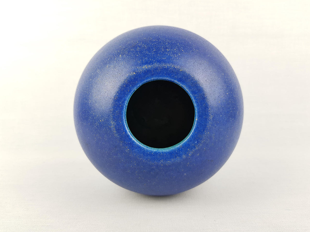 Vintage RUSCHA KERAMIK Matte Blue Ball Vase 883/1 West German Pottery Fat Lava Era 1970s