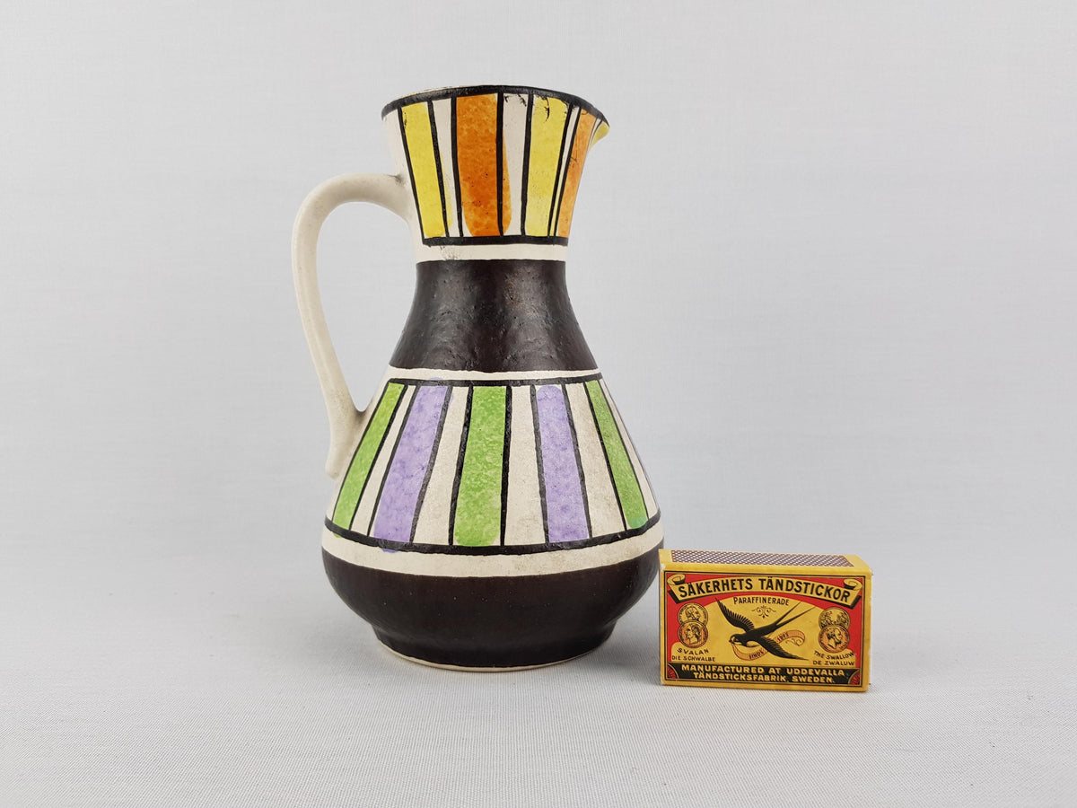 Vintage JASBA KERAMIK Handled Vase With "Athen" Decor 218 18 Form und Farbe Serie West-Germany 1950-60s