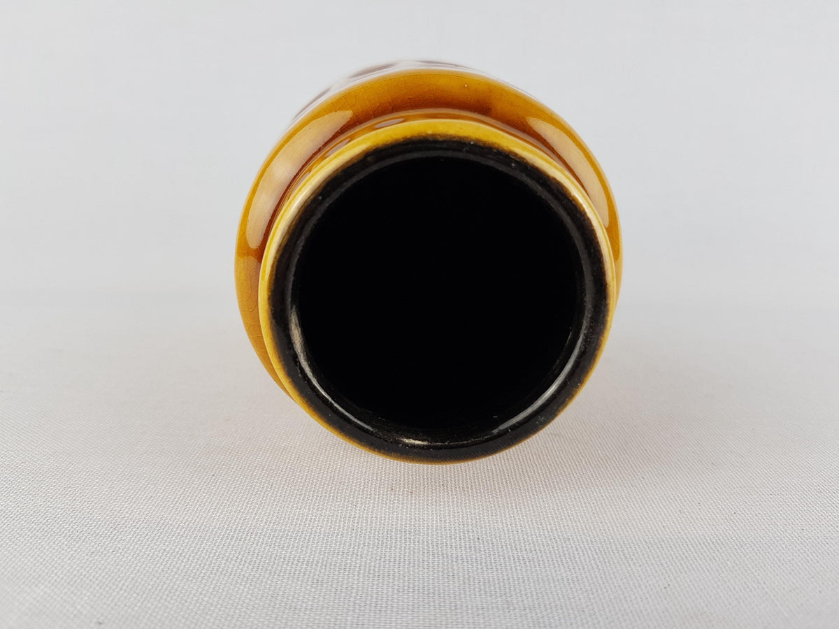 Vintage SCHEURICH KERAMIK Yellow Amber Vase with Inka Decor 260 15 West German Pottery 1970s