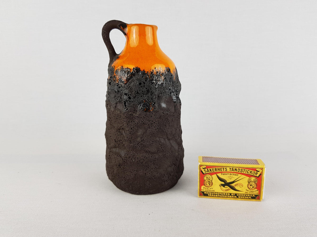 Vintage MAREI KERAMIK (Majolikafabrik Rheinbach) Orange and Brown Fat Lava Vase 106/16 West German Pottery 1970's