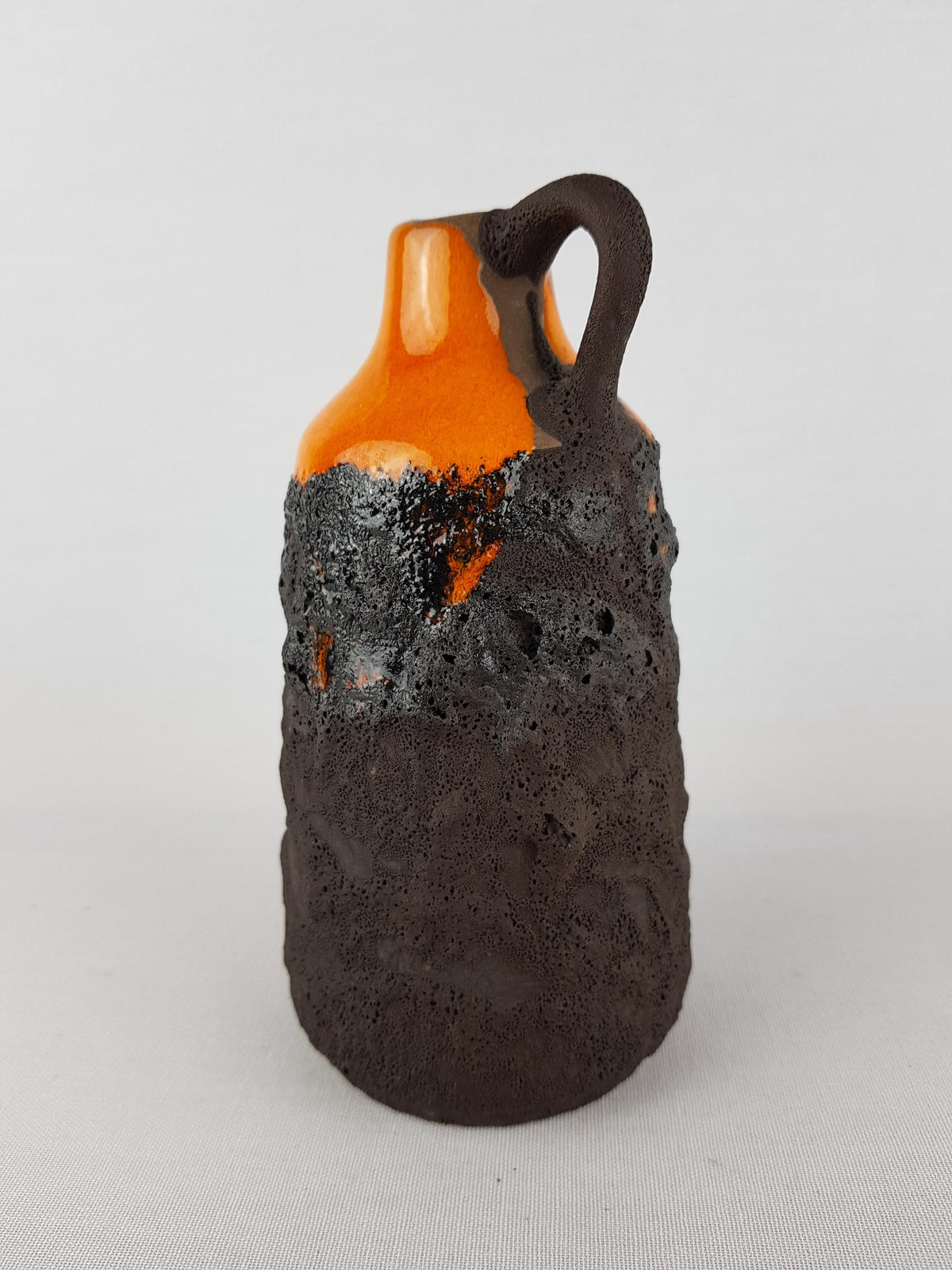 Vintage MAREI KERAMIK (Majolikafabrik Rheinbach) Orange and Brown Fat Lava Vase 106/16 West German Pottery 1970's