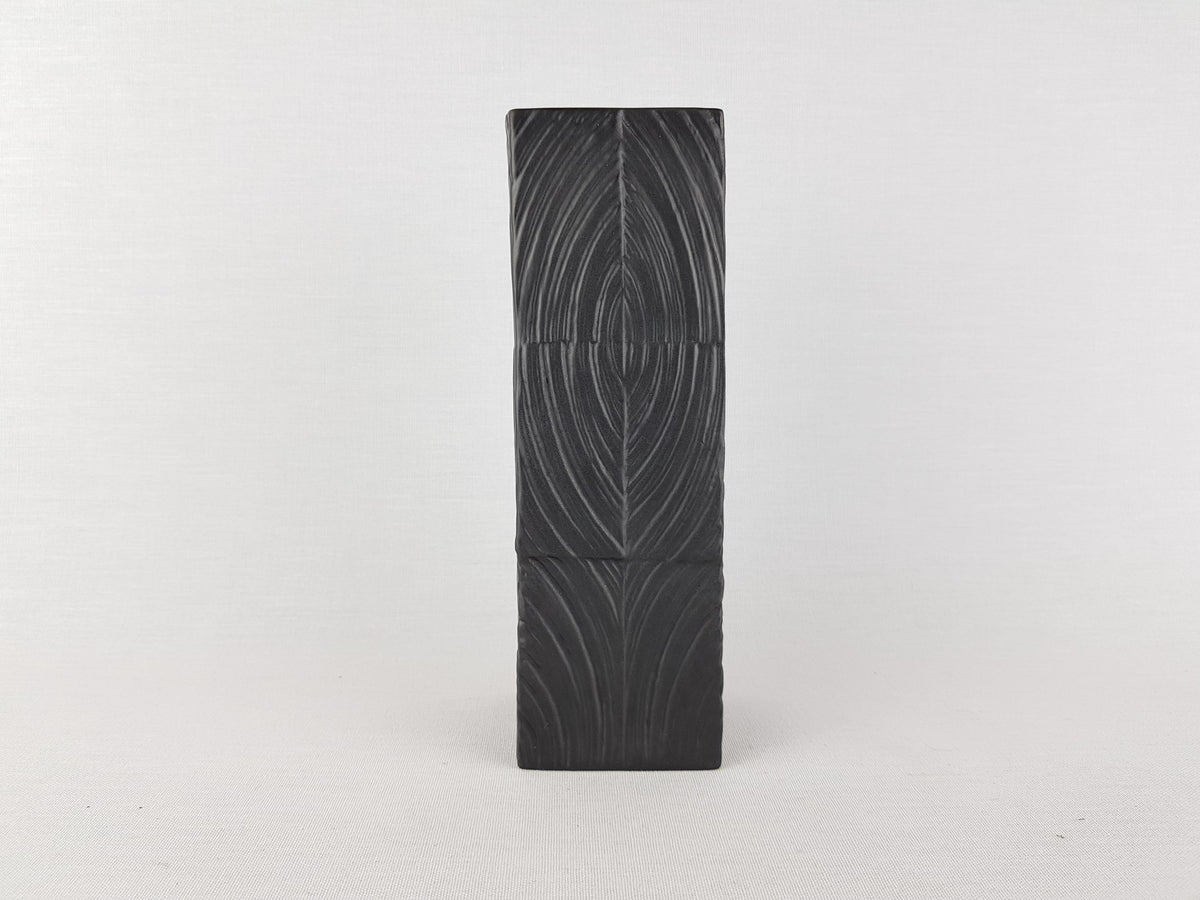 Black Vintage ROSENTHAL Relief Porcelain China Vase by Martin Freyer Studio Linie Porcelaine Noire 1970s