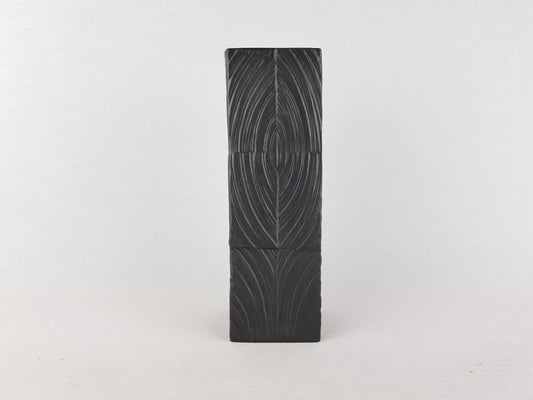Black Vintage ROSENTHAL Relief Porcelain China Vase by Martin Freyer Studio Linie Porcelaine Noire 1970s