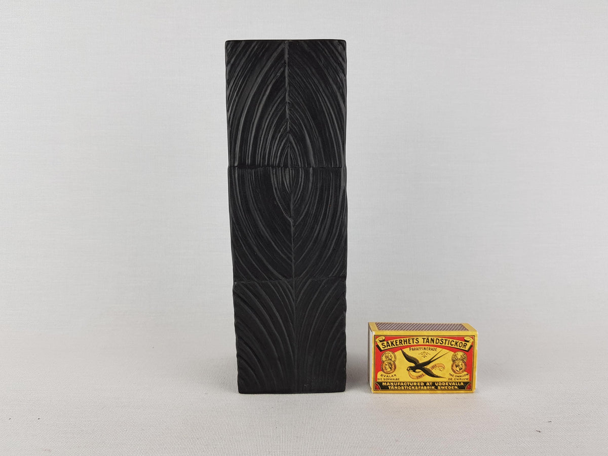 Black Vintage ROSENTHAL Relief Porcelain China Vase by Martin Freyer Studio Linie Porcelaine Noire 1970s