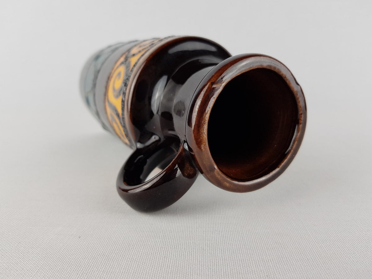Vintage SCHEURICH Keramik Brown, Orange and Teal Fat Lava vase 401-20 West German Pottery 1970s